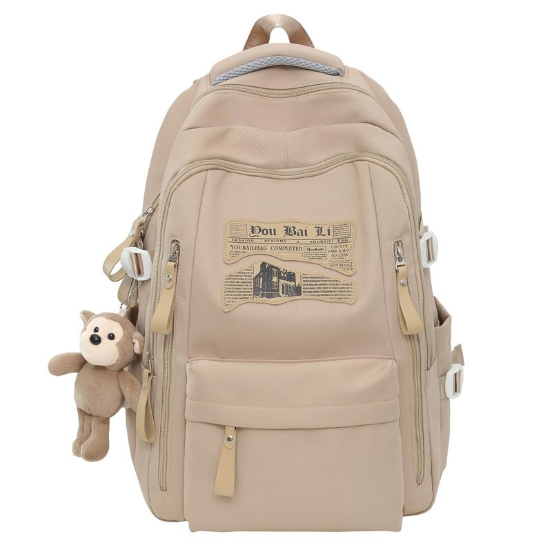 

Large Capacity Solid Color Backpack Student Schoolbag Unisex Backpack хаки
