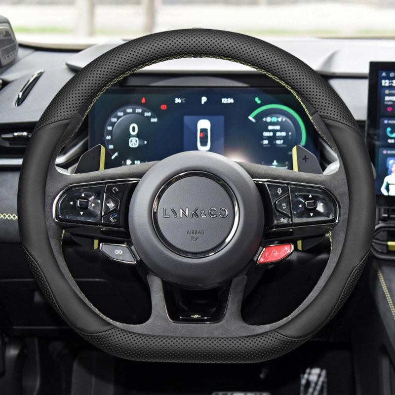 Car Steering Wheel Cover Wrap for LYNK&CO 01 02 03 Hatchback 05 EMP 06 09 PHEV D Type Steering-Wheel