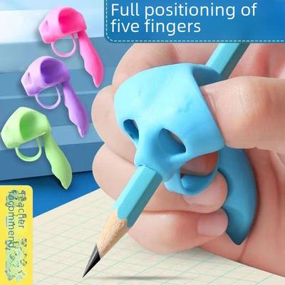 Children's Silicone Pen Holder: Five-Finger Writing Posture Corrector for Kindergarten Beginners, Portable Pencil Case