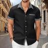 Men Casual Short Sleeve Shirt Fashion Turn Down Collar Hawaiian Style Mens Shirt