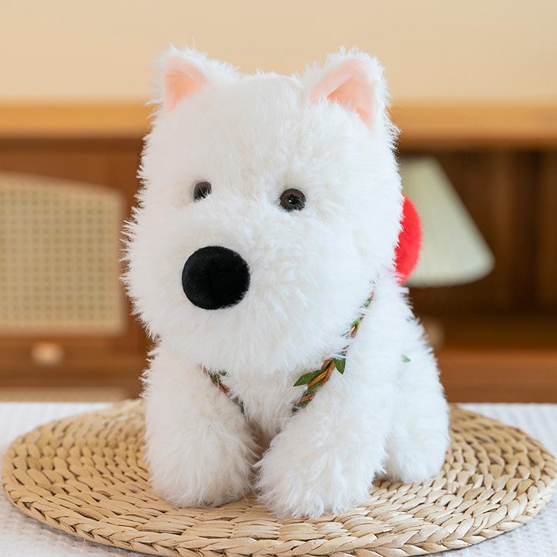 Cute Bow West Highland Dog Doll Backpack Scribbled Puppy Clothes Plush Toy