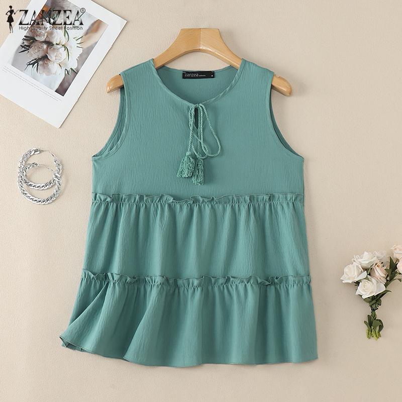 ZANZEA Dámské ležérní letní tílka bez rukávů s výstřihem do V