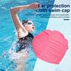 Women Cloth Swimming Cap, Breathable Ruffle Solid Color Swim Pool Cap for Adults, Short Long Thick Hair Ear Protection Bathing Hat