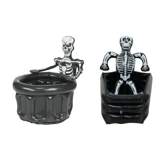 Inflatable Skull Ice Bucket Halloween Party Drink Tub Skeleton Beer Cooler For Decor