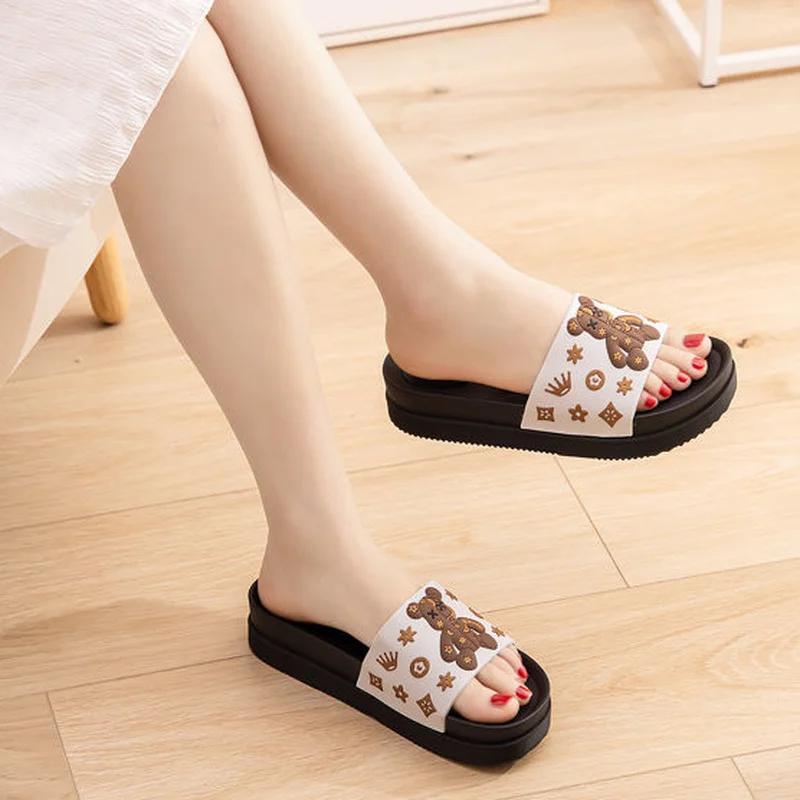 Fashion Shoes for Women Bathroom Cartoon Indoor Open Toe Cute House Woman Slippers Platform Anime Home Slides Sandals Y Natural Skin Eva