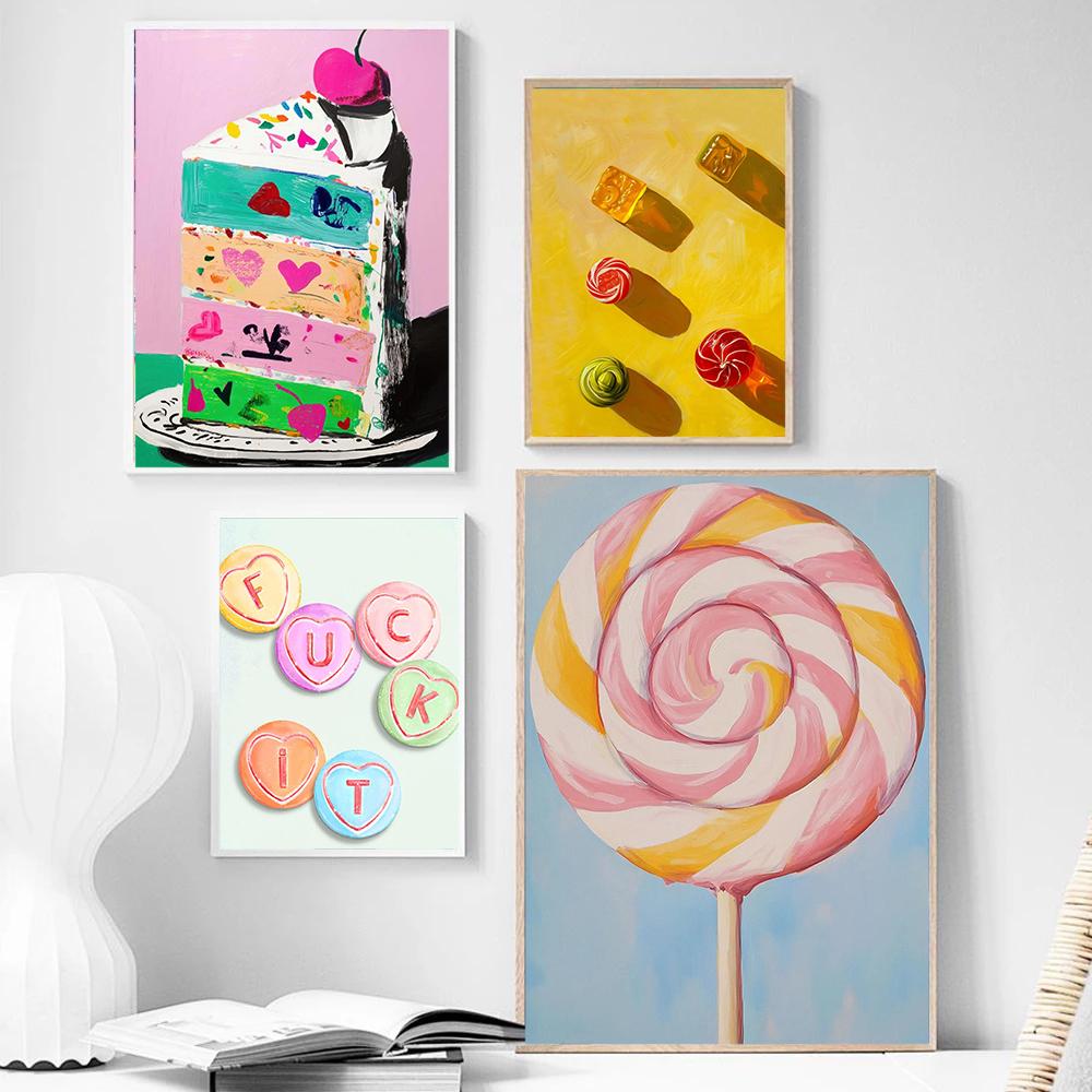Beautiful And Sweet Creative Candy Dessert Art Design Poster Canvas Print Living Room Bedroom Kitchen Dining Room Wall Decor