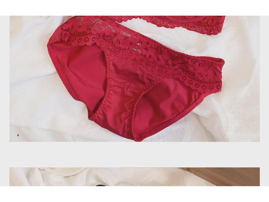 French Lace Embroidered Underwear Set: Soft Half-Cup Bra with Underwire & Cotton, Perfect for All Bust Sizes