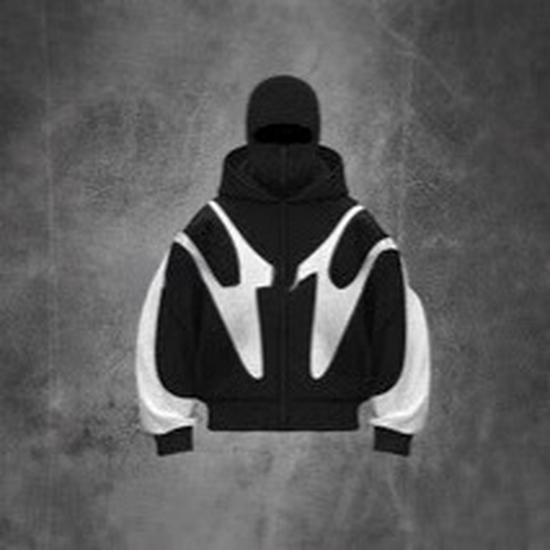 2025 American Trendy Double-Hooded Bandit Zip-Up Cardigan Sweatshirt - Couple Style, Windproof, High Street Outerwear.