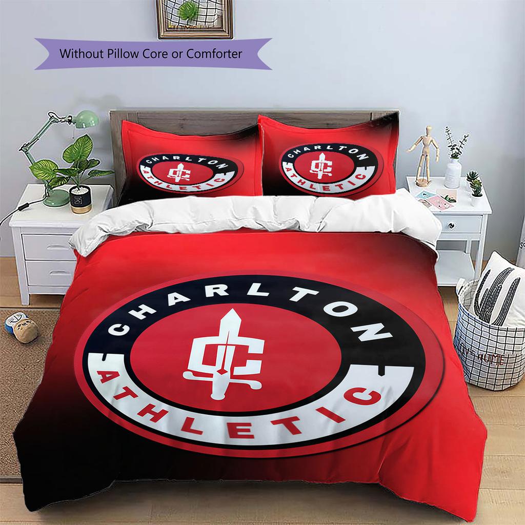 Charlton Athletic Pattern Bedding Home Decoration Birthday Gift ( 1 duvet cover + 2 pillowcase, without core),fan merchandise.