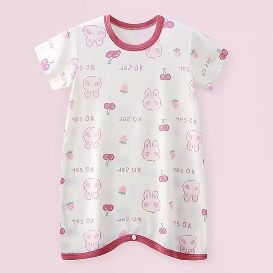 Baby Summer Sleepsuit Thin Ice Silk for Cool Comfort Anti-Kick Feature to Keep Baby Safe Unisex Homewear Sleepwear Robes