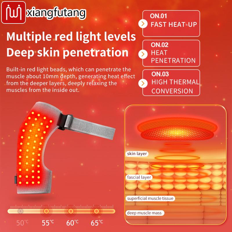 Red Light Bead Heated Single Shoulder Protector Relieves Arthritis Sore Muscle Shoulder Massage Support Adjustable Tightness