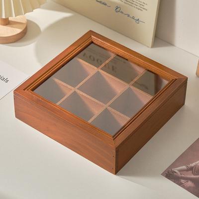 Square Acrylic Transparent Display Storage Box For Home Desk Organizer Nine Grid Storage Box For Accessories And Jewelry Management