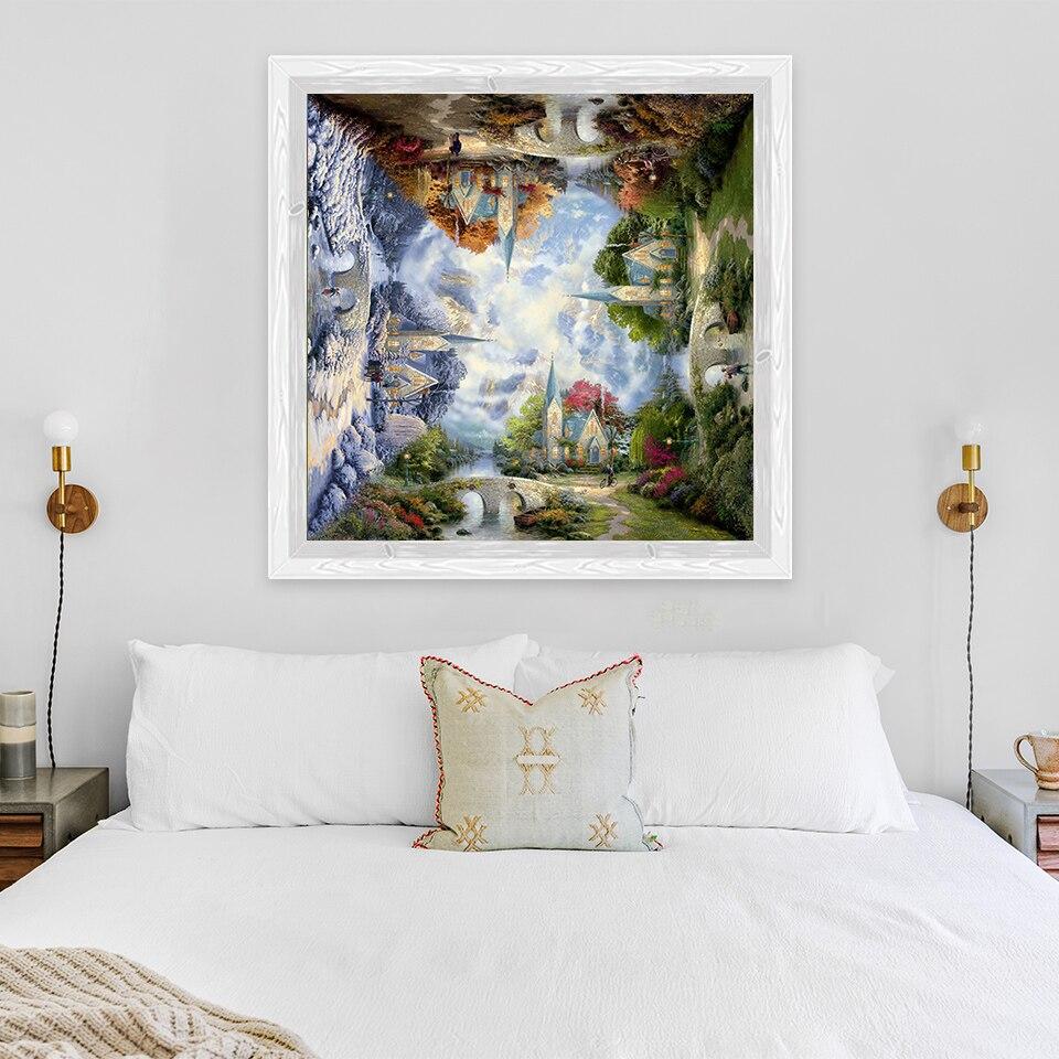 5D DIY Diamond Painting Four Seasons Scenery Diamond Embroidery Cross Stitch Full Round Drill Home Decor Manual Art Gift