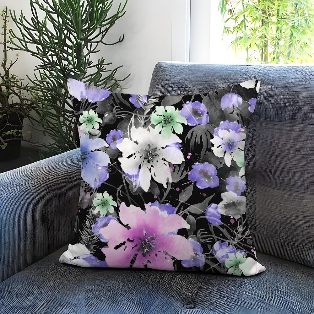 Watercolor Flowers Cushion Cover Comfortable Reversible Pillow Cover Ideal for Car Sofa Bedroom Beyond