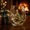 Weihnachts-Glasbecher 3D Tumbler, Mit Santa, Schneemann, Baum Skulpturierter Becher, Kreatives Skulpturales Dekoratives Feiertags-Trinkgeschirr, Festliches Geschenk für Party-Trinkgeschirr