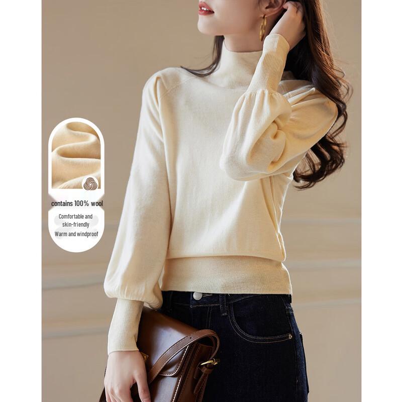 

Демана (ДМЭ) Женский зимний свитер с высоким воротником из 100% ягнячьей шерсти S