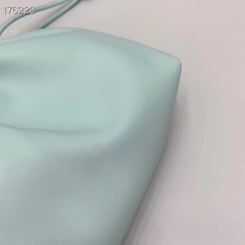 2024 Genuine Leather Trendy Pleated Bucket Bag - Small Drawstring Lucky Dumpling Messenger