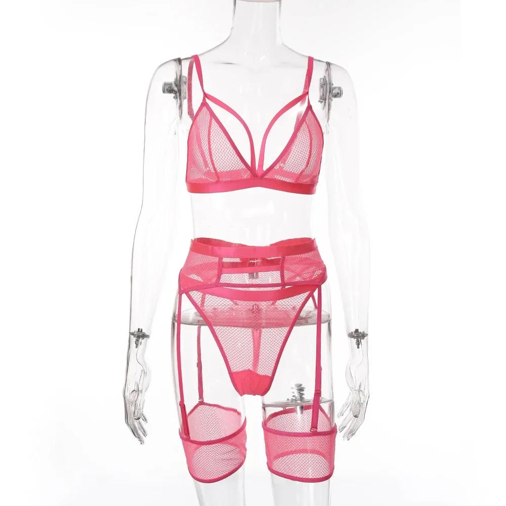 New Lace Sexy Lingerie Transparent Hot Lace Erotic Underwear Bra Set and Garter Hot Erotic Sleepwear Likable  Appeal