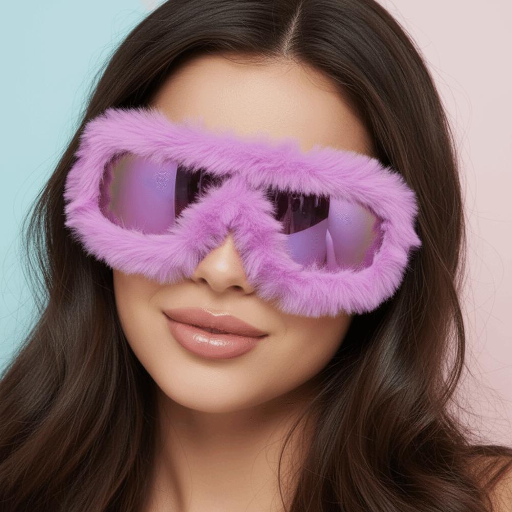 Soft Winter Sunglasses Furry Party Sunglasses Plush Sunglasses Winter Christmas Halloween Party