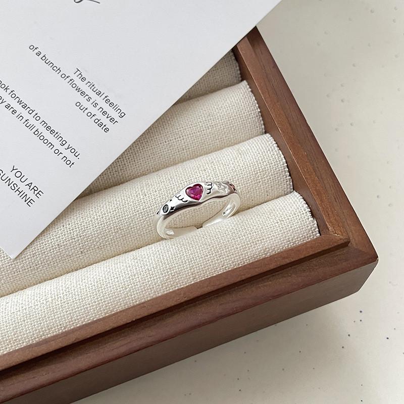 Colorful Heart Shaped Zirconia Ring For Women Trendy Adjustable Fashion Accessory 2024