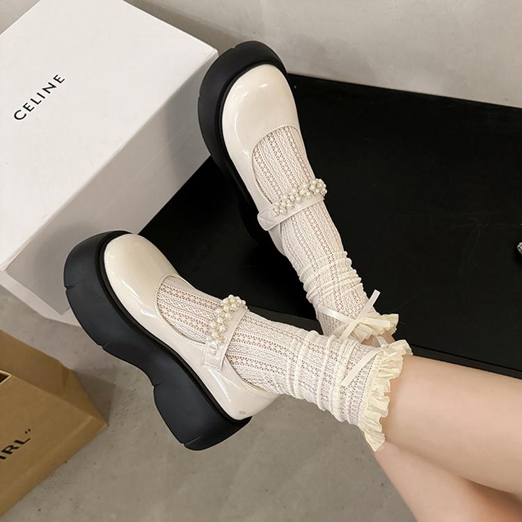 

Новые туфли Лолита с жемчужной пряжкой, женские туфли Мэри Джейн на платформе из искусственной кожи, женские туфли в стиле преппи на массивной подошве, панк, для униформы JK 4.5