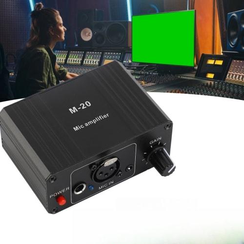 High-Gain Microphone Preamp with 48V Phantom Power, Low Noise, and XLR Output for Dynamic and Condenser Microphones