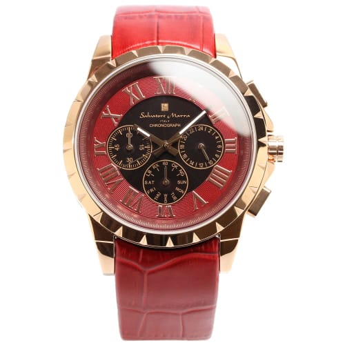 

Salvatore Marra Men s Radio-Controlled Solar Chronograph Watch, Limited Edition, Pink Gold and Red