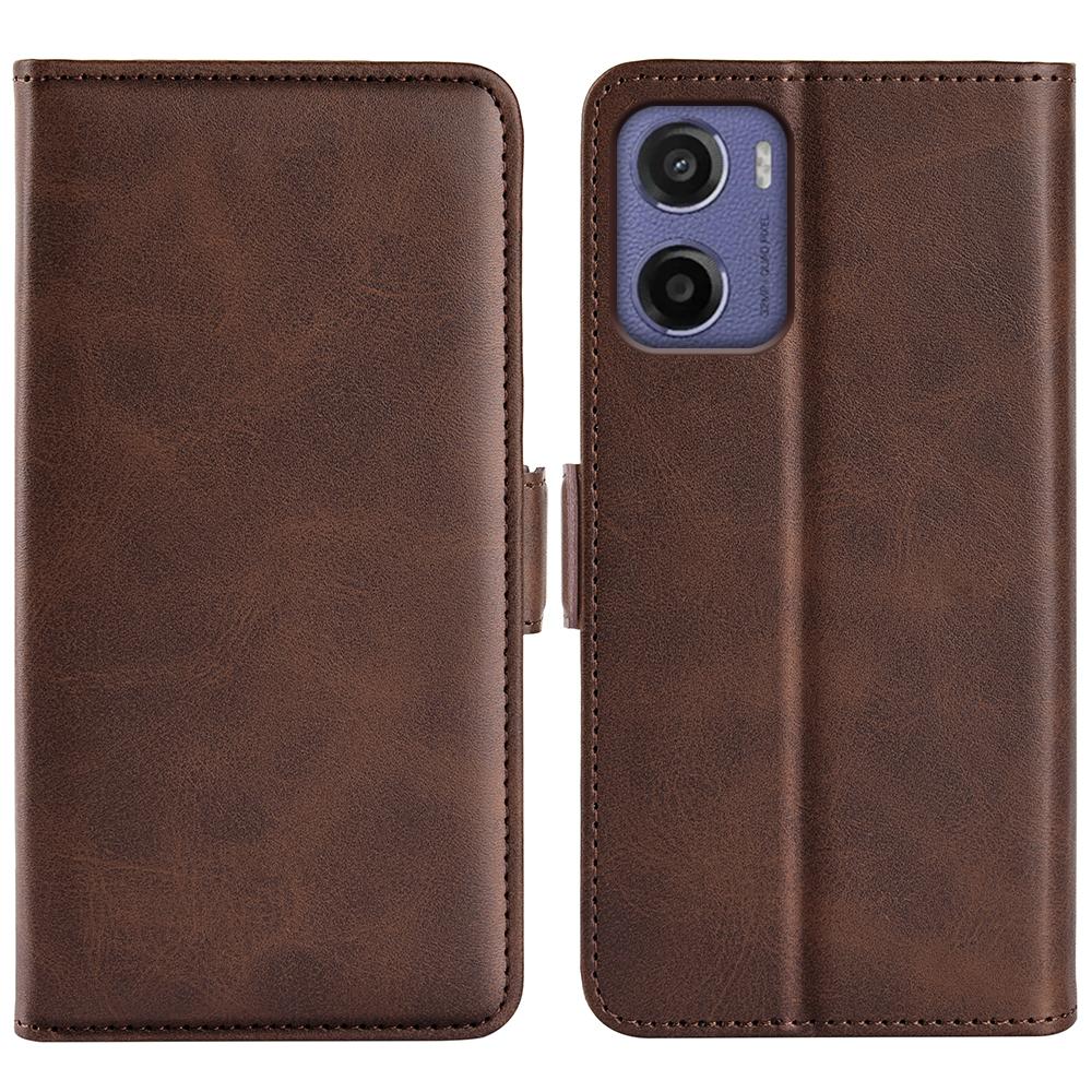 For Motorola Moto E15 4G Stand Case Calf Texture Leather Wallet Phone Cover