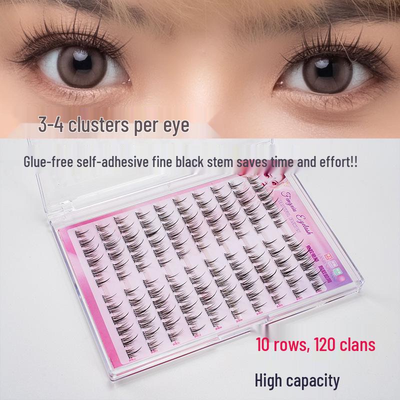 

High-Capacity Self-Adhesive Natural-Look False Eyelashes for Daily Makeup—Single Cluster, No Glue Needed