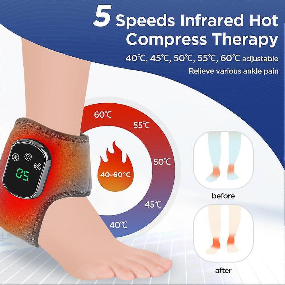Electric Foot Ankle Massager with Heat Vibration Cordless Heating Pad Ankle Wrap