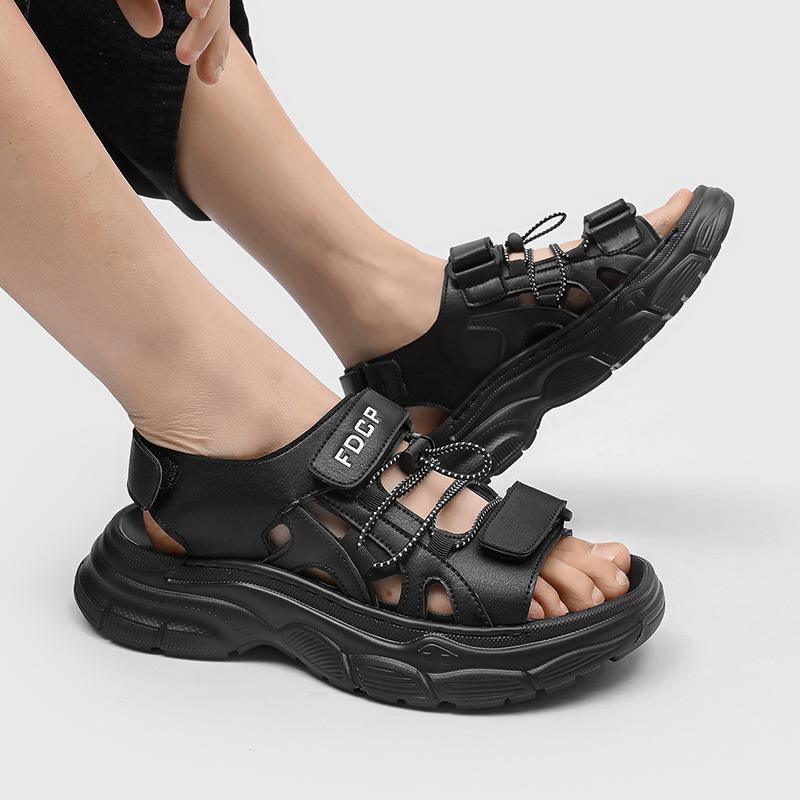 Platform Slippers Are Comfortable and Versatile In Summer, Casual Open-toed Sandals, Fashionable Beach Shoes 471222 black-J
