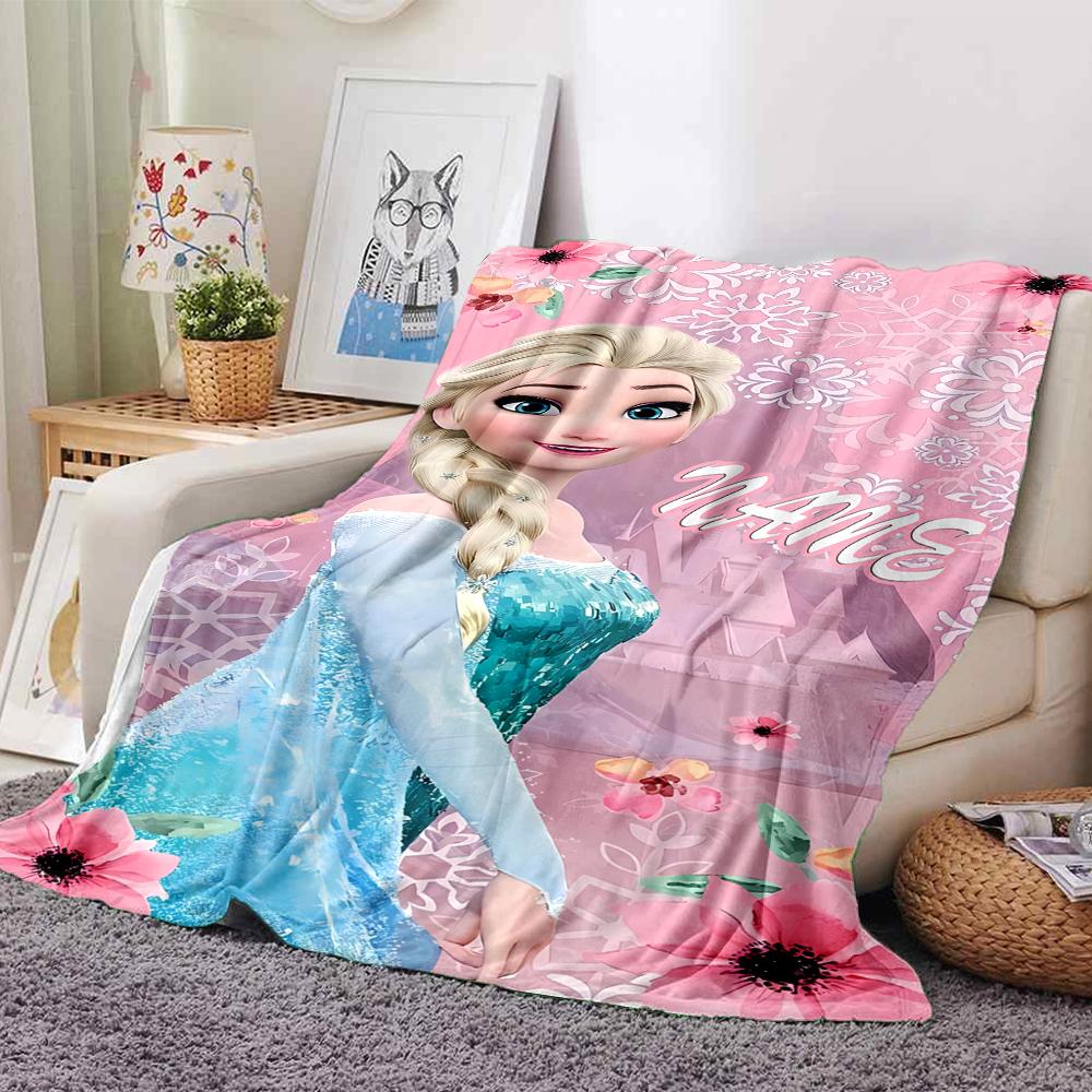 Customiz Name Personality Elsa Frozen Blanket Soft &Warm Sofa Office Bed Travel Lunch Break Blanket, Gift Suitable All Seasons