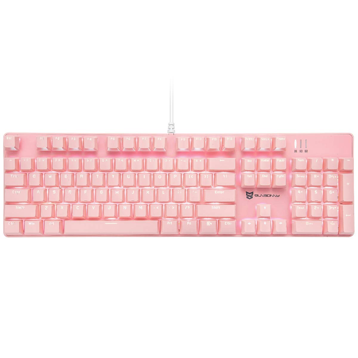

Merdia Mechanical Gaming Keyboard All 104 Keyboards US Layout USB Wired Keyboard with LED Backlight (Red Axis-Pink)