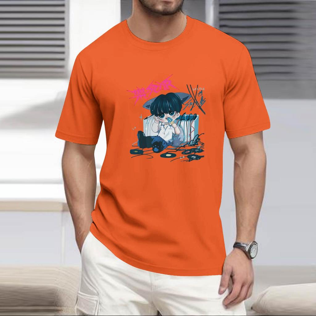 Men's Popular T-shirt Printed Round Neck Short Sleeve T-shirt