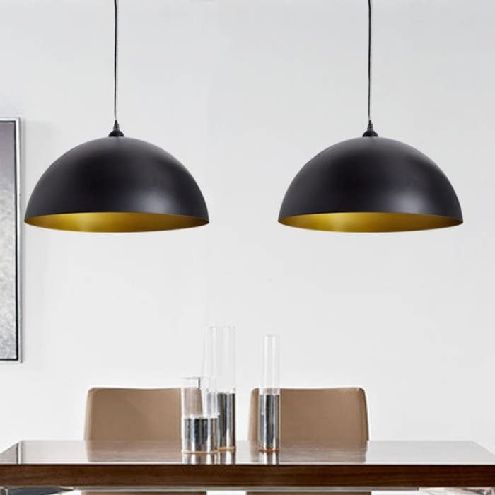 VidaXL Ceiling Lights 2 Pcs Adjustable Height Semi-spherical Black