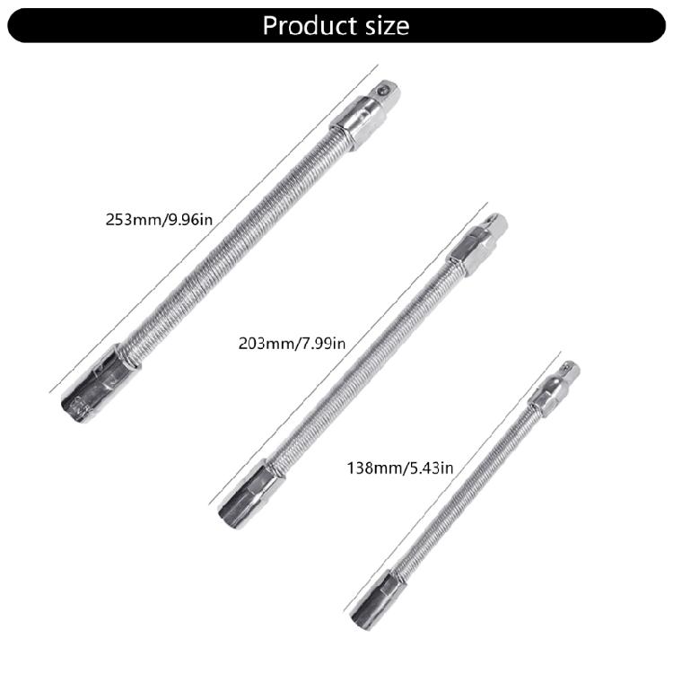 3Pcs Flexible Drill Bit Extension Rod Set Bendable Socket Extension Bar Shafts Flexible Socket Wrench Extension Rod Set