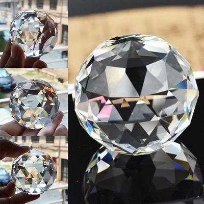 Feng Shui Clear Cut Crystal Sphere Rainbow Faceted Prism Suncatcher Window Decor