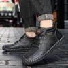 Hand-stitching Leather Men Boots Genuine Leather Casual Leather Shoes Men Ankle Boots