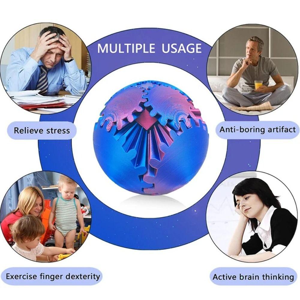 Gear Sphere 3D Gear Ball Relaxing Deformation Spin Ball 3D Printed Gear Ball Children Adults