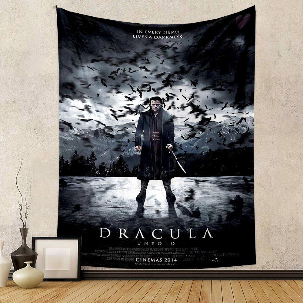 Dracula Untold Tapestry Wall Hanging, Vampire Origin Movie Art, Dark Fantasy Wall Decor for Bedroom Man Cave