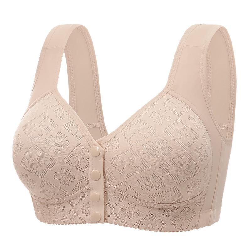 Plus Size Bra Women Front Closure Fixed Cup Thin Wireless Push Up Tank Top Bra Comfortable Supportive Full Coverage Everyday Underwear