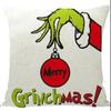 Green-haired Monster Pillow Cover Linen Christmas Pillow Cover Living Room Sofa Lumbar Cushion Cover