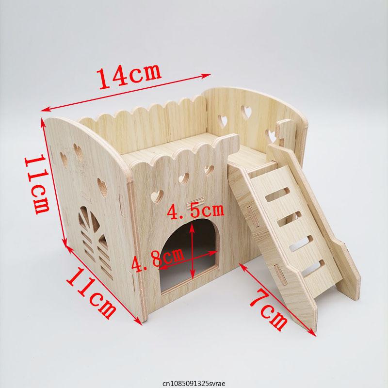 Hamster House DIY Wooden Gerbil Hideout Pet Sport Exercise Toys Bridge Swing and Chinchilla Seesaw Small Villa Cage Accessories