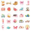 56 Hand-Painted Pink Items, Animal Mix And Match Stickers, High-Value Cute Cartoon Hand Account Decorative Stickers