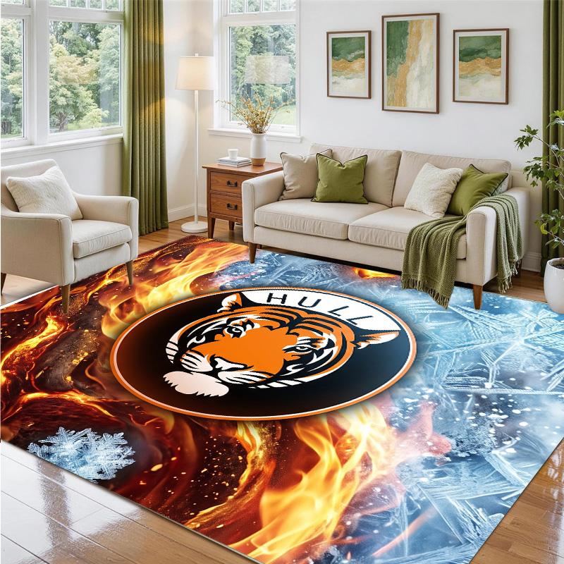 Hull City Football Design Crystal Velvet Rug Soft Decorative Mat for Bedroom Entrance