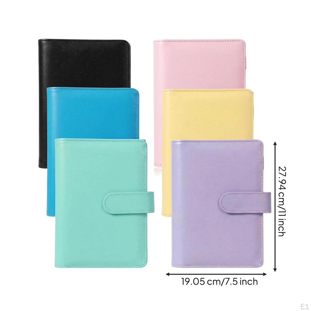 6 Pieces A6 Binder with Pockets LeatherLike Appearance Refillable Notebook Reusable LooseLeaf