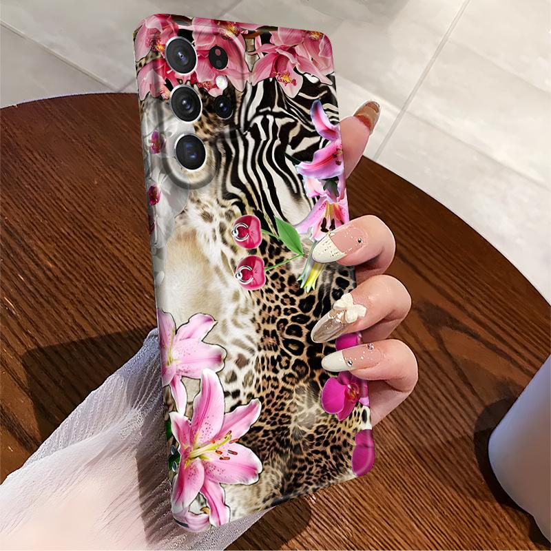 European and American retro leopard print flower Galaxy A13.5G single-layer film case Samsung S25ultra mobile phone case