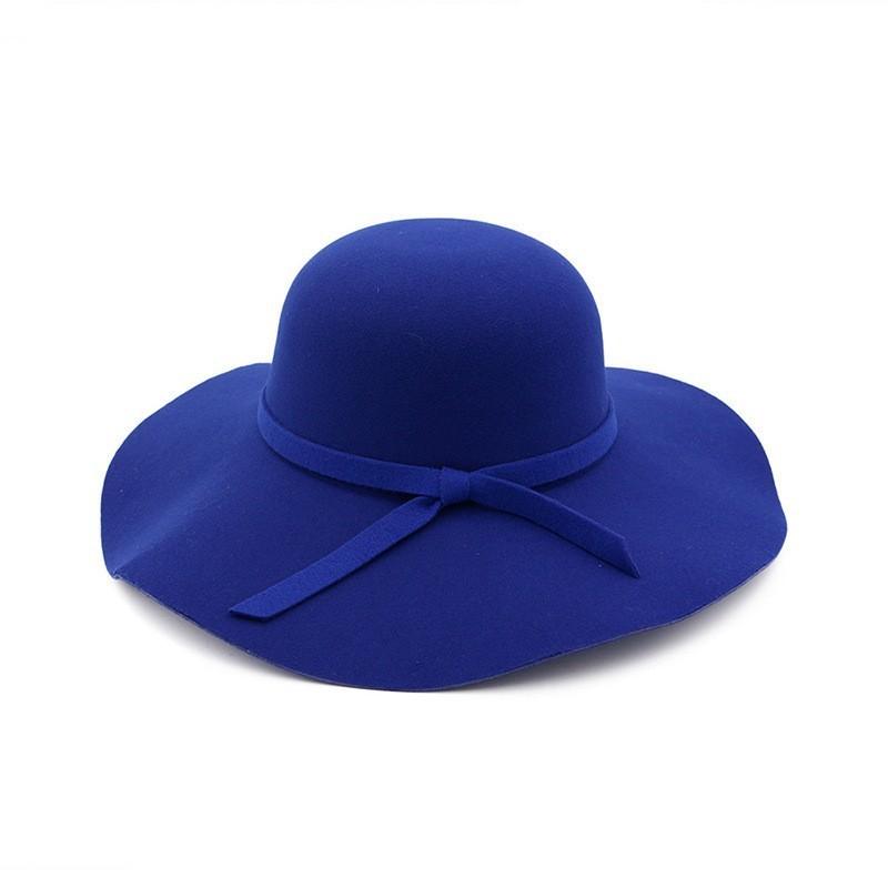 Classic Ladies Felt Hat With Big Brim And Bow For Outdoor And Casual Use
