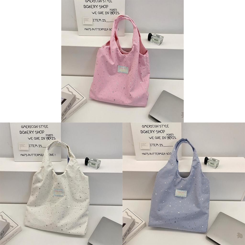 Casual Canvas Tote Bag For Women With Sequin Details For Daily Use