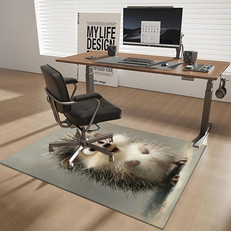 1pc Hedgehog Print Chair Mat - Anime Cartoon Design Office Chair Pad with Hedgehog Pattern for Non-Slip Carpet Suitable for Home Decor, Living Room, B
